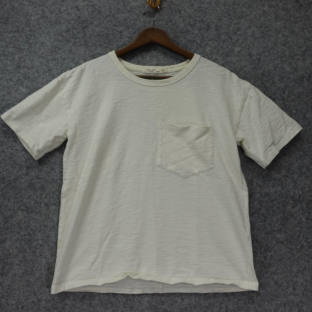 Neutral Clean Girl Pocket T Shirt Womens XXS Slub Cotton Basic Tee RAG and BONE